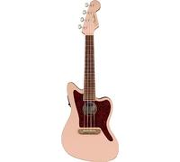 Fender Fullerton Jazzmaster Uke con Pickup, Rosa, Noce | Ukulele soprano elettrico, pickup integrato, stile Jazzmaster, battipenna tartarugato, ideale per principianti e appassionati