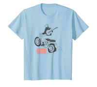 Fender Guitar Motorcycle Rider Outline Maglietta, Bambini, Celeste, 3 Anni