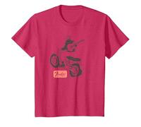 Fender Guitar Motorcycle Rider Outline Maglietta, Bambini, Rosso mélange, 4 Anni
