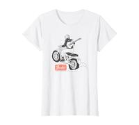 Fender Guitar Motorcycle Rider Outline Maglietta, Donna, Bianco, L