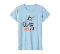 Fender Guitar Motorcycle Rider Outline Maglietta, Donna, Celeste, XS