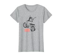 Fender Guitar Motorcycle Rider Outline Maglietta, Donna, Grigio Melange, 3XL