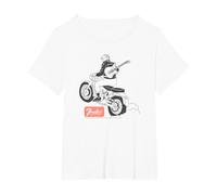 Fender Guitar Motorcycle Rider Outline Maglietta, Donna Plus-Size, Bianco, 6X