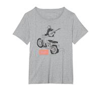 Fender Guitar Motorcycle Rider Outline Maglietta, Donna Plus-Size, Grigio Melange, 6X