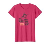 Fender Guitar Motorcycle Rider Outline Maglietta, Donna, Rosso mélange, M