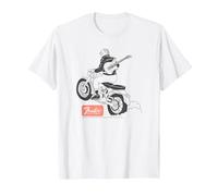 Fender Guitar Motorcycle Rider Outline Maglietta, Uomo, Bianco, S