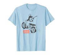Fender Guitar Motorcycle Rider Outline Maglietta, Uomo, Celeste, XL