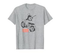 Fender Guitar Motorcycle Rider Outline Maglietta, Uomo, Grigio Melange, S