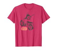 Fender Guitar Motorcycle Rider Outline Maglietta, Uomo, Rosso mélange, M
