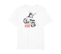 Fender Guitar Motorcycle Rider Outline Maglietta, Uomo Taglie Grandi, Bianco, 5X Tall