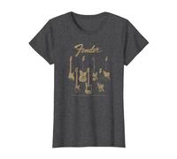 Fender Guitar Selection Variety On Display Vintage Poster Maglietta, Donna, Grigio Scuro, M