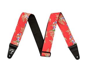Fender, HAWAIIAN GUITAR STRAP, Tracolla per chitarra, Larghezza: 5cm, Lunghezza: 86.150cm, Colore Red Floral
