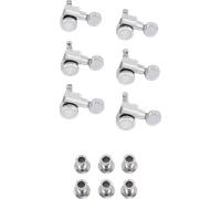 Fender® »LOCKING STRATOCASTER®/TELECASTER® TUNING MACHINES - VINTAGE BUTTONS« Set di Meccaniche per Elettrica - Manopole vintage - 18:1-6-Si. - Colore: Cromata