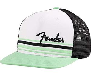 Fender© "Malibu Cappello Flatbill - Taglia Uni - Colore: Bianco/Nero/Verde Acqua