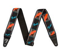 Fender, NEON MONOGRAMMED STRAP, Tracolla per chitarra in poliestere, 5cm di larghezza, Colore Blue Orange