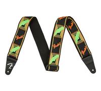 Fender, NEON MONOGRAMMED STRAP, Tracolla per chitarra in poliestere, 5cm di larghezza, Colore Green Orange