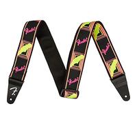 Fender, NEON MONOGRAMMED STRAP, Tracolla per chitarra in poliestere, 5cm di larghezza, Colore Yellow Pink