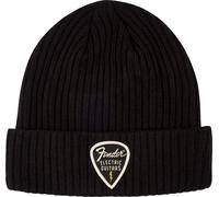 Fender Pick Patch Ribbed Beanie, Black, Berretto con risvolto e toppa x plettro