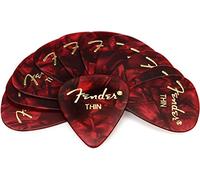 Fender Plettri classici sottili in celluloide 351, confezione da 12, Red Moto per chitarra elettrica, chitarra acustica, mandolino e basso