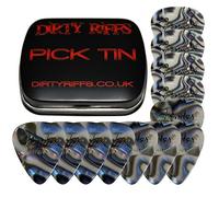 Fender - Plettri per chitarra in celluloide - 12 abalone - 4 sottili, 4 medi, 4 x pesanti, 351 stile in una pratica scatola di latta