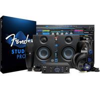 Fender Quantum Kit completo per studio di registrazione domestica con interfaccia audio USB-C LT 2, microfono a condensatore M7 MkII, cuffie HD7, monitor Eris 3.5, Fender Studio Pro, pacchetto studio