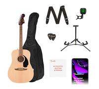 Fender Redondo California Starter Pack Chitarra Acustica, Natural | Kit per chitarristi acustici principianti, include accordatore, supporto, custodia morbida
