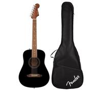 Fender Redondo Mini Chitarra Acustica da Viaggio, Abete, Nera con Borsa | Mini chitarra acustica 3/4, ideale per bambini e viaggi, tavola in abete, borsa inclusa, California Series