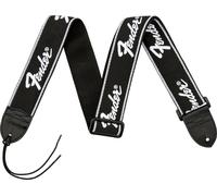 Fender Running Logo Strap Black/White Logo Tracolla x chitarra intrecciata da 2"