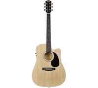 Fender SA-105CE, Dreadnought Cutaway, Chitarra Acustica Elettrificata, Naturale, Include lezioni virtuali gratuite su Fender Play