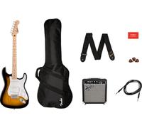 Fender Squier Sonic Stratocaster Kit Chitarra Elettrica, 2-Color Sunburst | Kit per principianti con amplificatore, custodia morbida, cavo, tracolla, lezioni gratuite