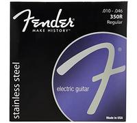 Fender Stainless 350's Guitar Strings, Stainless Steel, Ball End, 350R Gauges .010-.046, (6)