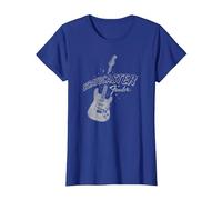 Fender Stratocaster Sparkling Guitar Vintage Poster Maglietta, Donna, Blu Reale, XXL