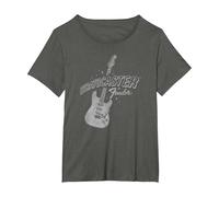 Fender Stratocaster Sparkling Guitar Vintage Poster Maglietta, Donna Plus-Size, Asfalto, 1X
