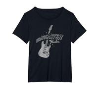 Fender Stratocaster Sparkling Guitar Vintage Poster Maglietta, Donna Plus-Size, Nero, 2X