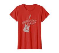 Fender Stratocaster Sparkling Guitar Vintage Poster Maglietta, Donna, Rosso, L