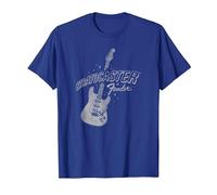 Fender Stratocaster Sparkling Guitar Vintage Poster Maglietta, Uomo, Blu Reale, XXL
