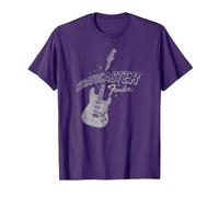 Fender Stratocaster Sparkling Guitar Vintage Poster Maglietta, Uomo, Viola, M