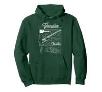 Fender The Original Telecaster Guitar Schematic Poster Felpa con Cappuccio, Unisex per Adulti, Verde Foresta, M