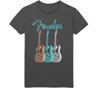 Fender 'Triple Guitar' (Grigio) T-Shirt - NUOVO E UFFICIALE