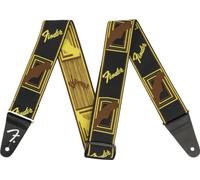 Fender, Weighless Monogram Tracolla per chitarra e basso, 5cm Larghezza, Nero Giallo Marrone