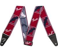 Fender, Weighless Monogram Tracolla per chitarra e basso, 5cm Larghezza, Rosso Bianco Nero