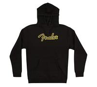 Fender© "Yellow Stitch Logo" Hoodie/Felpa con cappuccio - Taglia: XL - Colore: Nero