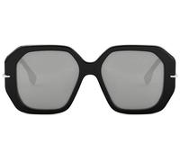 Fendi Selleria FE40173I 01C Women's 54mm Square Sunglasses - Shiny Black Acetate Frame, Silver Mirror Lenses