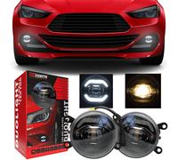 Fendinebbia LED 2v1 luce diurna 6000K rotonda lampada alogena 12V vetro trasp...