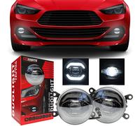 Fendinebbia LED 2v1 luce diurna 6000K rotonda lampada alogena 12V vetro trasp...
