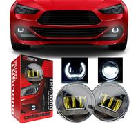 Fendinebbia LED 2v1 luce diurna 6000K rotonda lampada alogena 12V vetro trasp...