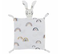 FenFang Doudou Neonato Mussola in Cotone, Peluche Doudou Copertina, Coperta Coccole di Sicurezza Conforto Bambini, Straccetto Duoduo Consolatore Gioco Culla Neonati Regali Utili (Coniglietto Bianco)