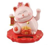 Feng Shui 2313 - Statuetta a forma di gatto fortunato a energia solare, per attirare prosperità e benedizioni (2313-rosa)