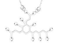 Feng Shui Accessori per ragazze Collana in argento sterling 925 con serotonina per donne e uomini, Birra 3D Trinitrotolu Vitamina C Cocaina Acqua DMT Molecola Scienza Biologia Collana con ciondolo con