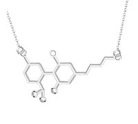 Feng Shui Accessori per ragazze Collana in argento sterling 925 con serotonina per donne e uomini, Birra 3D Trinitrotolu Vitamina C Cocaina Acqua DMT Molecola Scienza Biologia Collana con ciondolo con